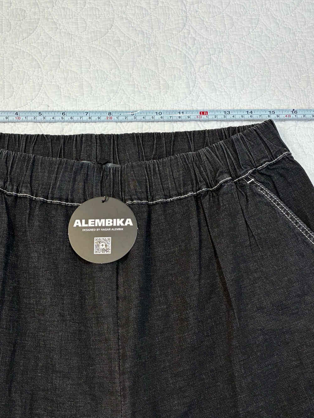 Alembika Denim Papaya Relaxed Barrel leg Pants Black Cotton Size 4(US 12-14) - Picture 9 of 13